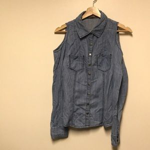 Off the Shouler denim shirt